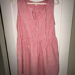 Monteau Red and White Striped Midi Dress